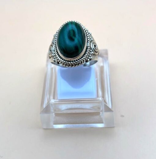 Anello Argento 925 In Malachite ms.15,5