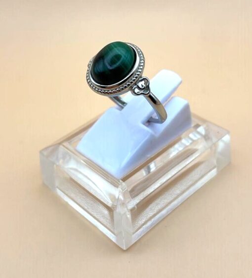 Anello in acciaio In Malachite regolabile - immagine 2