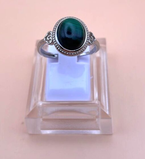 Anello in acciaio In Malachite regolabile