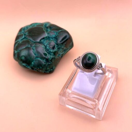 Anello in acciaio In Malachite regolabile - immagine 4