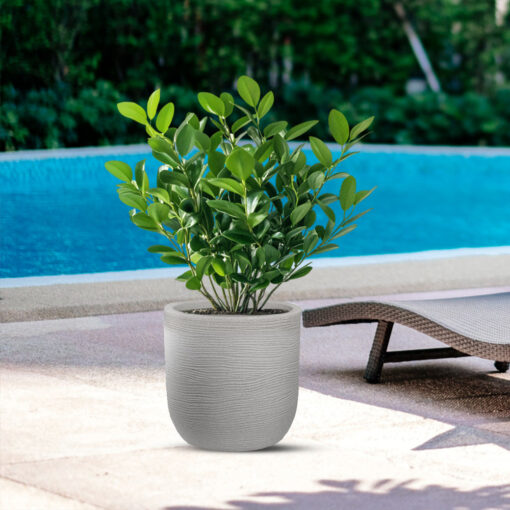 Vaso in resina da esterno interno per piante cilindro di design d.35x34h Raffaello Beige