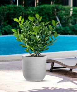 Vaso in resina da esterno interno per piante cilindro di design d.35x34h Raffaello Bianco