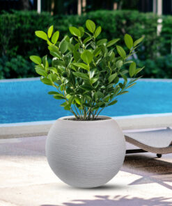 Vaso in resina da esterno interno per piante tondo a sfera di design d.40x33h Botticelli Beige