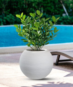 Vaso in resina da esterno interno per piante tondo a sfera di design d.40x33h Botticelli Bianco