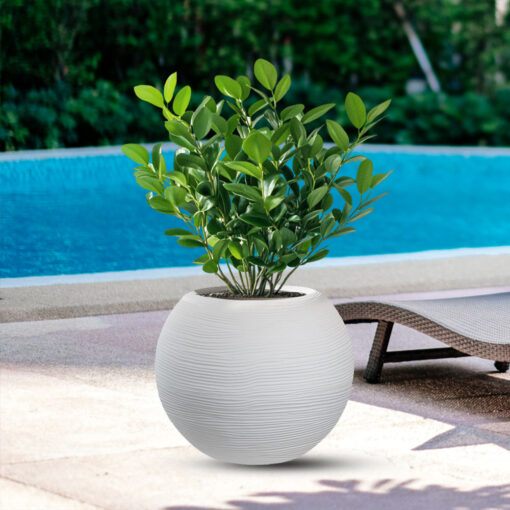 Vaso in resina da esterno interno per piante tondo a sfera di design d.40x33h Botticelli Bianco
