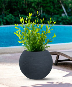 Vaso in resina da esterno interno per piante tondo a sfera di design d.40x33h Botticelli Grigio