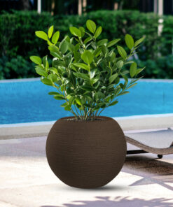 Vaso in resina da esterno interno per piante tondo a sfera di design d.40x33h Botticelli Marrone