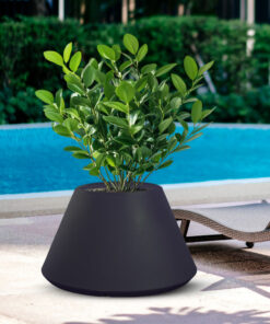Vaso in resina da esterno interno per piante tondo conico design d.60x35h Stromboli Antracite