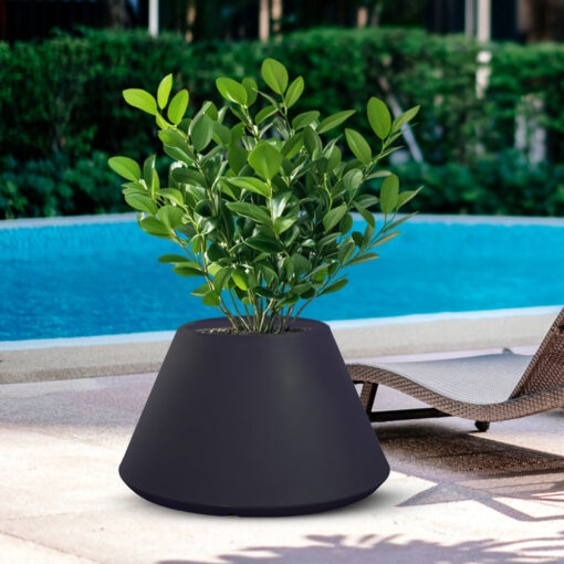 Vaso in resina da esterno interno per piante tondo conico design d.60x35h Stromboli Antracite