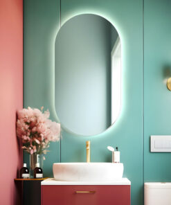 Specchio da bagno ovale retroilluminato reversibile OLIVIA LED 50x100 Made in Italy
