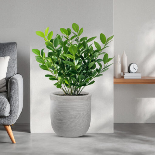 Vaso in resina da esterno interno per piante cilindro di design d.35x34h Raffaello Beige - immagine 2
