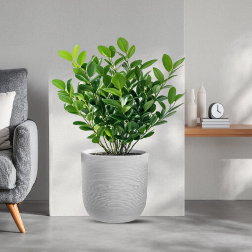 Vaso in resina da esterno interno per piante cilindro di design d.35x34h Raffaello Bianco - immagine 2