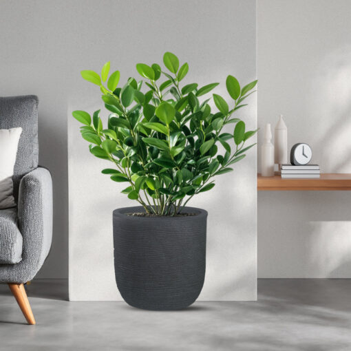 Vaso in resina da esterno interno per piante cilindro di design d.35x34h Raffaello Grigio - immagine 2