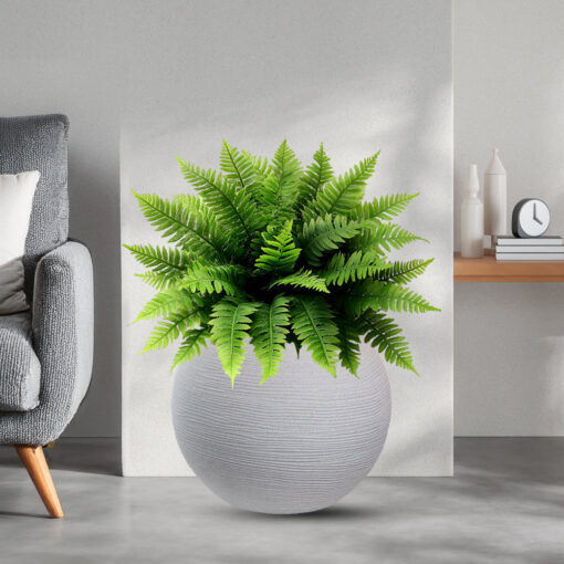 Vaso in resina da esterno interno per piante tondo a sfera di design d.40x33h Botticelli Beige - immagine 2