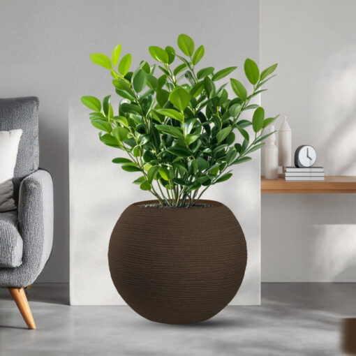 Vaso in resina da esterno interno per piante tondo a sfera di design d.40x33h Botticelli Marrone - immagine 2
