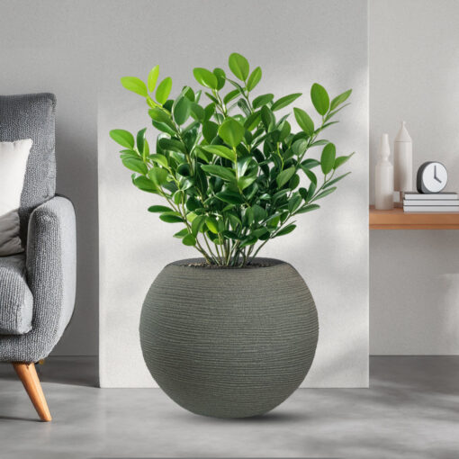 Vaso in resina da esterno interno per piante tondo a sfera di design d.40x33h Botticelli Verde - immagine 2