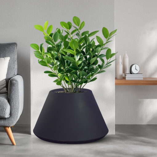 Vaso in resina da esterno interno per piante tondo conico design d.60x35h Stromboli Antracite - immagine 2