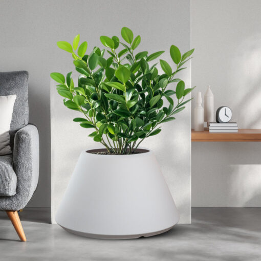 Vaso in resina da esterno interno per piante tondo conico design d.60x35h Stromboli Bianco - immagine 2