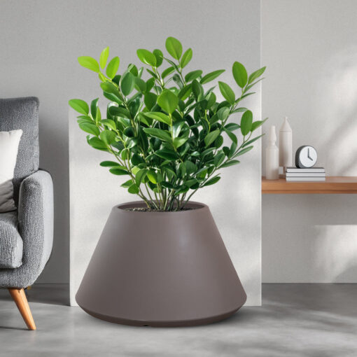 Vaso in resina da esterno interno per piante tondo conico design d.60x35h Stromboli Tortora - immagine 2