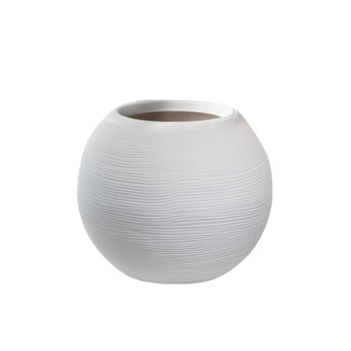 Vaso in resina da esterno interno per piante tondo a sfera di design d.40x33h Botticelli Bianco - immagine 3