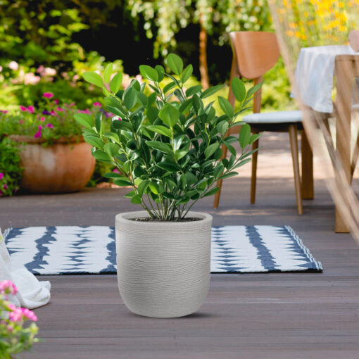 Vaso in resina da esterno interno per piante cilindro di design d.35x34h Raffaello Beige - immagine 4