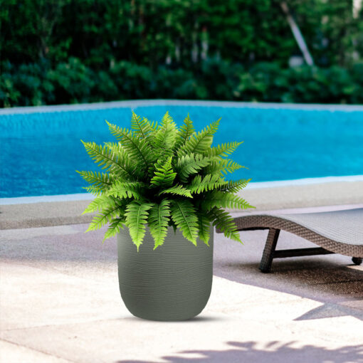 Vaso in resina da esterno interno per piante cilindro di design d.35x34h Raffaello Verde - immagine 4