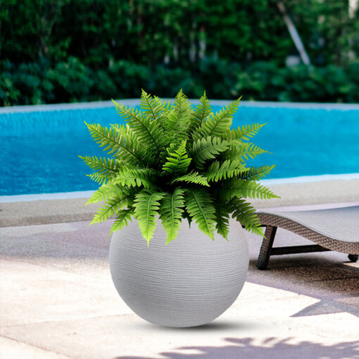 Vaso in resina da esterno interno per piante tondo a sfera di design d.40x33h Botticelli Beige - immagine 4