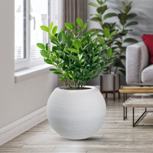 Vaso in resina da esterno interno per piante tondo a sfera di design d.40x33h Botticelli Bianco - immagine 4
