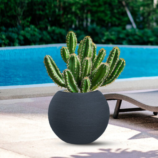 Vaso in resina da esterno interno per piante tondo a sfera di design d.40x33h Botticelli Grigio - immagine 4