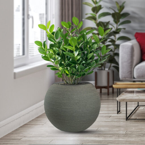 Vaso in resina da esterno interno per piante tondo a sfera di design d.40x33h Botticelli Verde - immagine 4