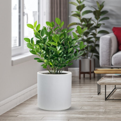 Vaso in resina da esterno interno per piante tondo cilindrico di design d.36x35h Modigliani Bianco - immagine 4