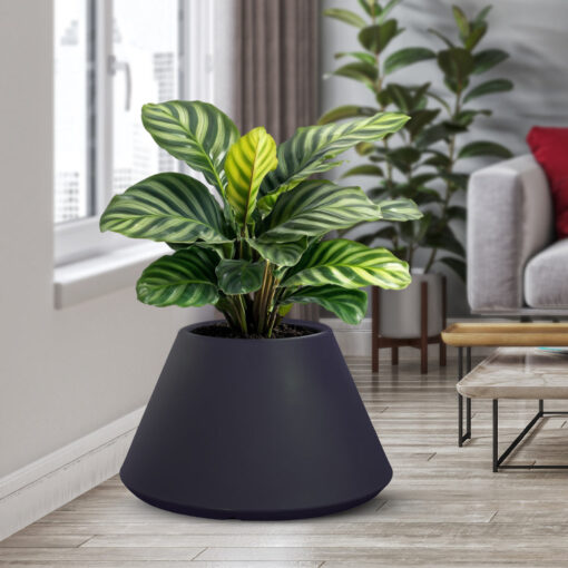 Vaso in resina da esterno interno per piante tondo conico design d.60x35h Stromboli Antracite - immagine 4