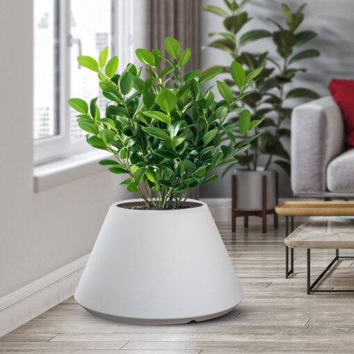 Vaso in resina da esterno interno per piante tondo conico design d.60x35h Stromboli Bianco - immagine 4