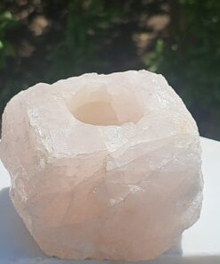 Porta Candele in Quarzo Rosa Grezzo